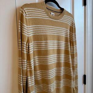 GAP Mainstay Crewneck Sweater - Liquid Gold Honey and White Stripes